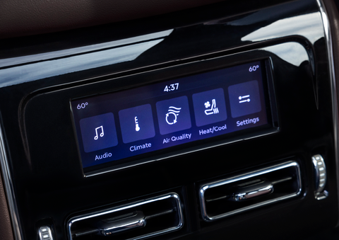 Driver controls like music, temperature, air quality, settings, and heat/cool seats are shown. | Thornhill Lincoln in Chapmanville WV