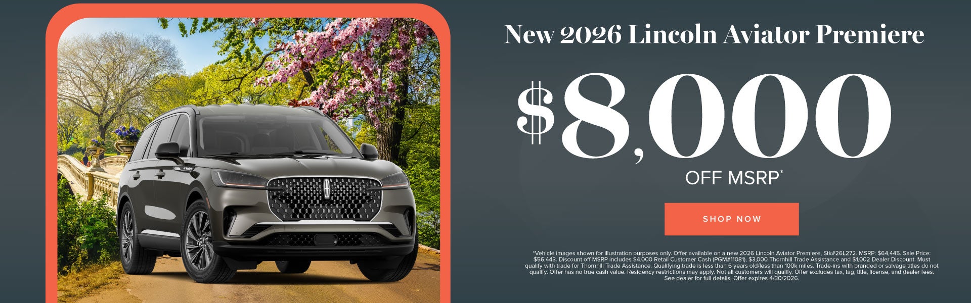 New 2026 Lincoln Aviator Premiere	Over $8,000 Off MSRP*